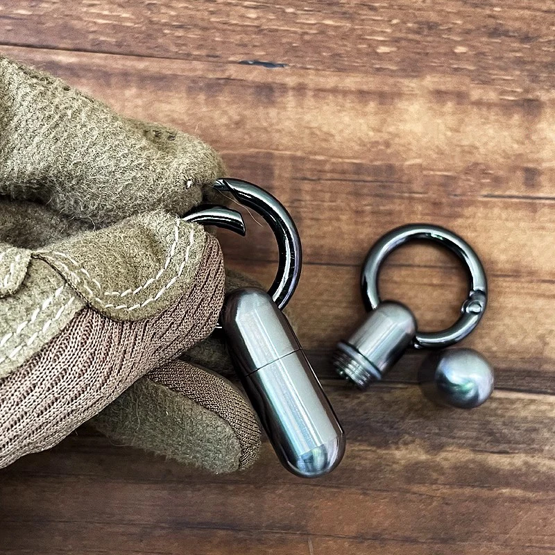 Titanium Alloy Waterproof Pill Capsule Key Chain Pendant Small Medicine Box Portable Travel Storage - view 5