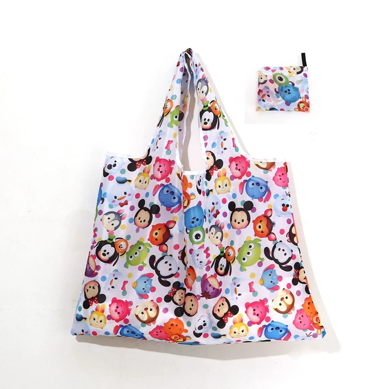 1PC Disney Tsum Minnie Mickey Anime Shopping Bag Oxford Folding Portable Storage Supermarket Bag 60cm*42cm