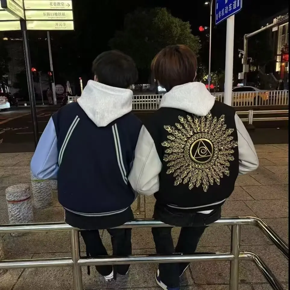 2025 autumn winter baseball Jacket men's ins high street trendy brand Harajuku style Korean version trendy loose jacket