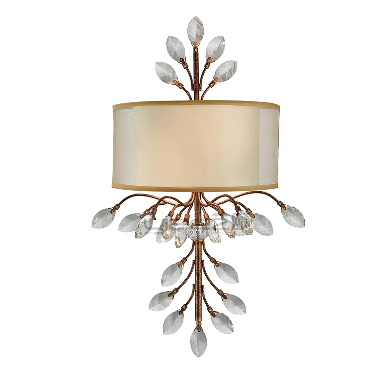 

American neoclassical crystal wall lamp French light luxury creative bedside lamp living room villa wall lamp