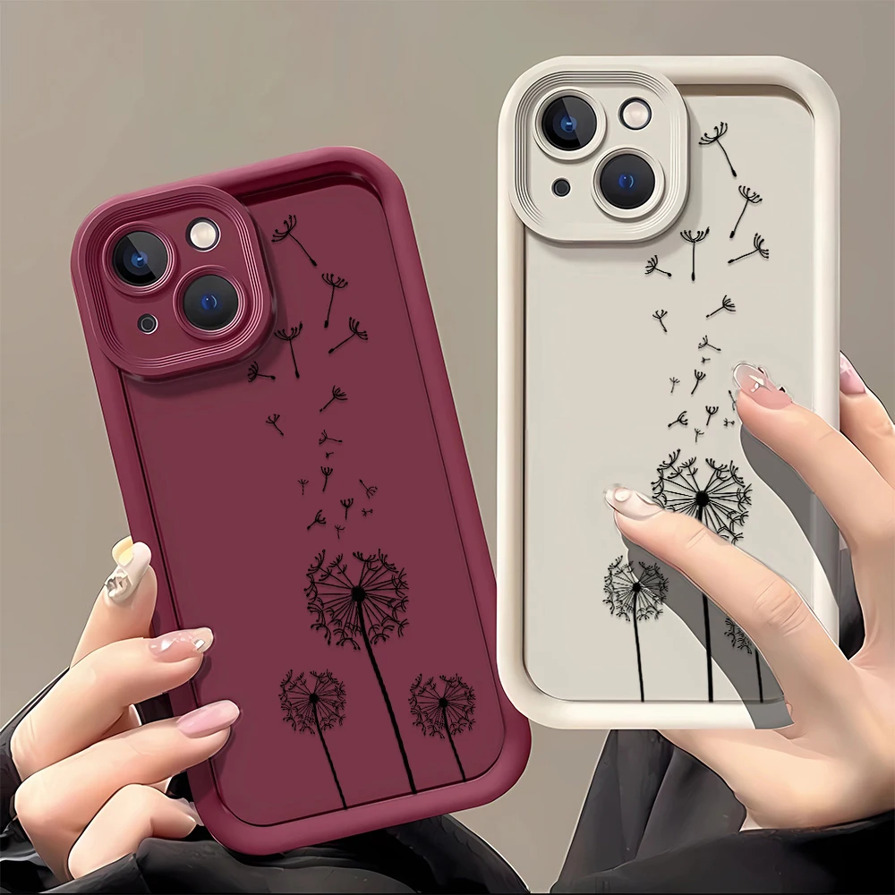 Soft Dandelion Flower Phone Case For iPhone 14 Pro For iPhone 13 11 12 16 15 Pro XS MAX XR 7 8 Plus SE 2022 Shockproof Cover - náhled 2