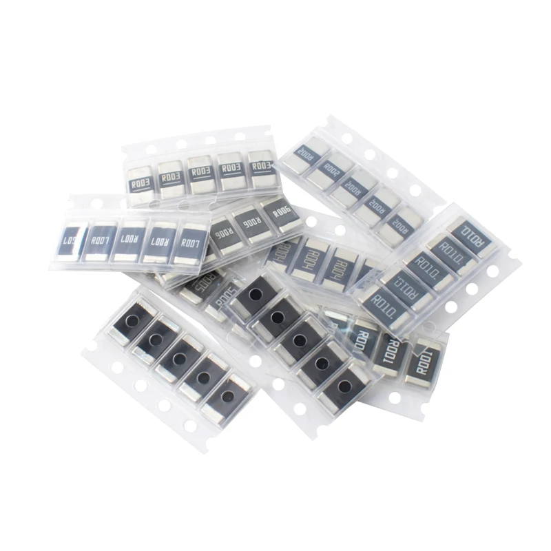 2512 SMD alloy resistor package - 2W sample package - 10 types, each with 5 pieces, R001-R100, 1% accuracy