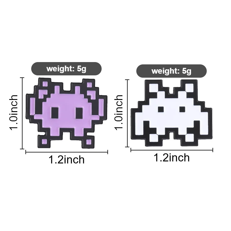 Pixelated Outer Space Creature Pin Classic Arcade Aesthetic for Nostalgic Gamers and Geek Chic Everyday Style