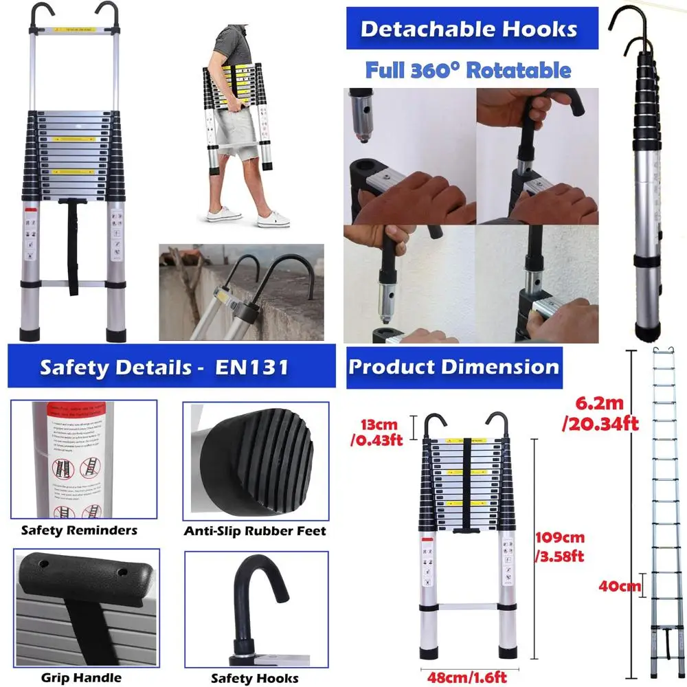Scaletta pieghevole in alluminio a 5 gradini con pedali antiscivolo per una comodità leggera
