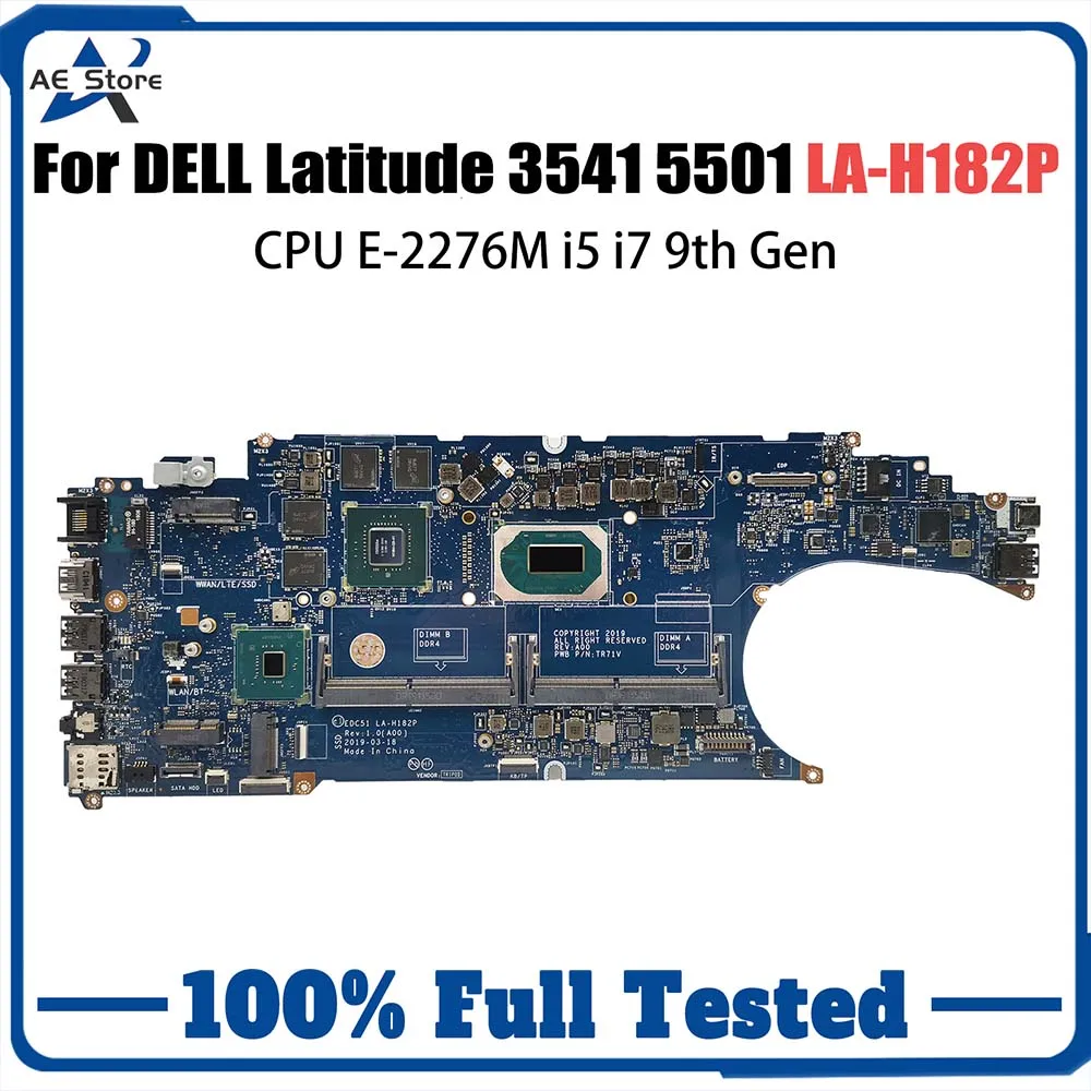 LA-H182P Материнская плата для ноутбука DELL Latitude 3541 5501, материнская плата P620/MX150 2G 4G 0PGNF9 04RMN5 0P8C39, процессор E-2276M i5 i7 9th