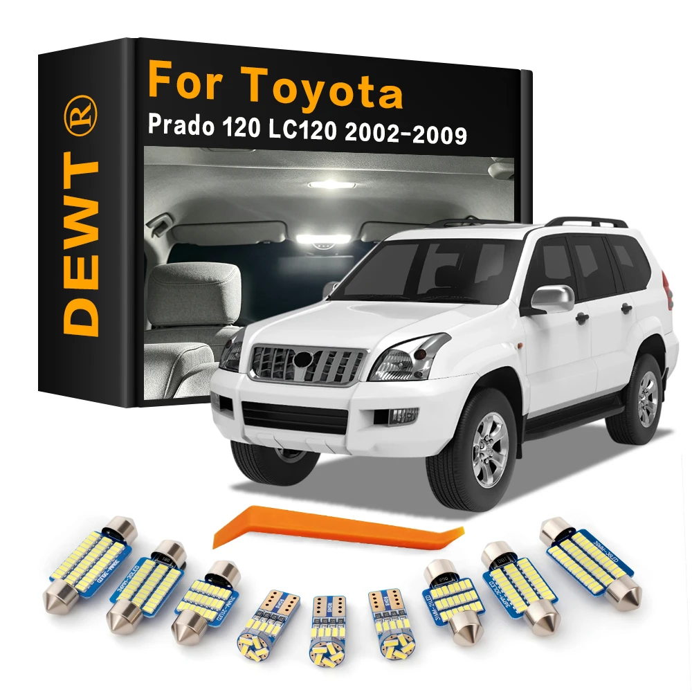 17Pcs For Toyota Prado 120 LC120 2002-2009 2004 2005 2006 2007 2008 Car LED Interior Dome Light Kit Sunvisor Trunk Bulb Canbus