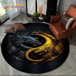 3D Chinese Tai Chi Naturalize Yin and Yang Round Carpet Rug for Living Room Bedroom Child Decor,Pet Area Rug Non-slip Floor Mat