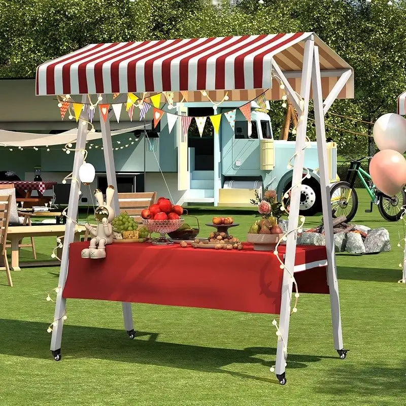 Mobile foldable stall custom outdoor shed stall display stand wrought iron promotional float night market market shelf