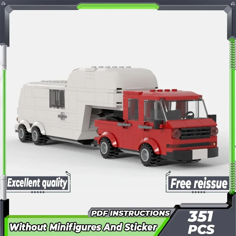 

City Vehicle Model Moc Building Bricks T3 Truck With RV Trailer Technology Modular Blocks Gifts Christmas Toys DIY Sets Assembly
