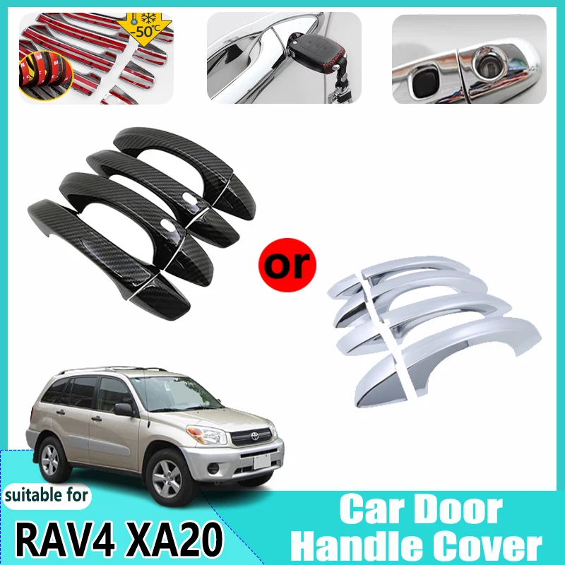 

For Toyota RAV4 XA20 2005 2004 2003 2002 2001 Chrome Door Handle Cover Trim Anti-Scratch Carbon Fiber Decoration Car Accessories