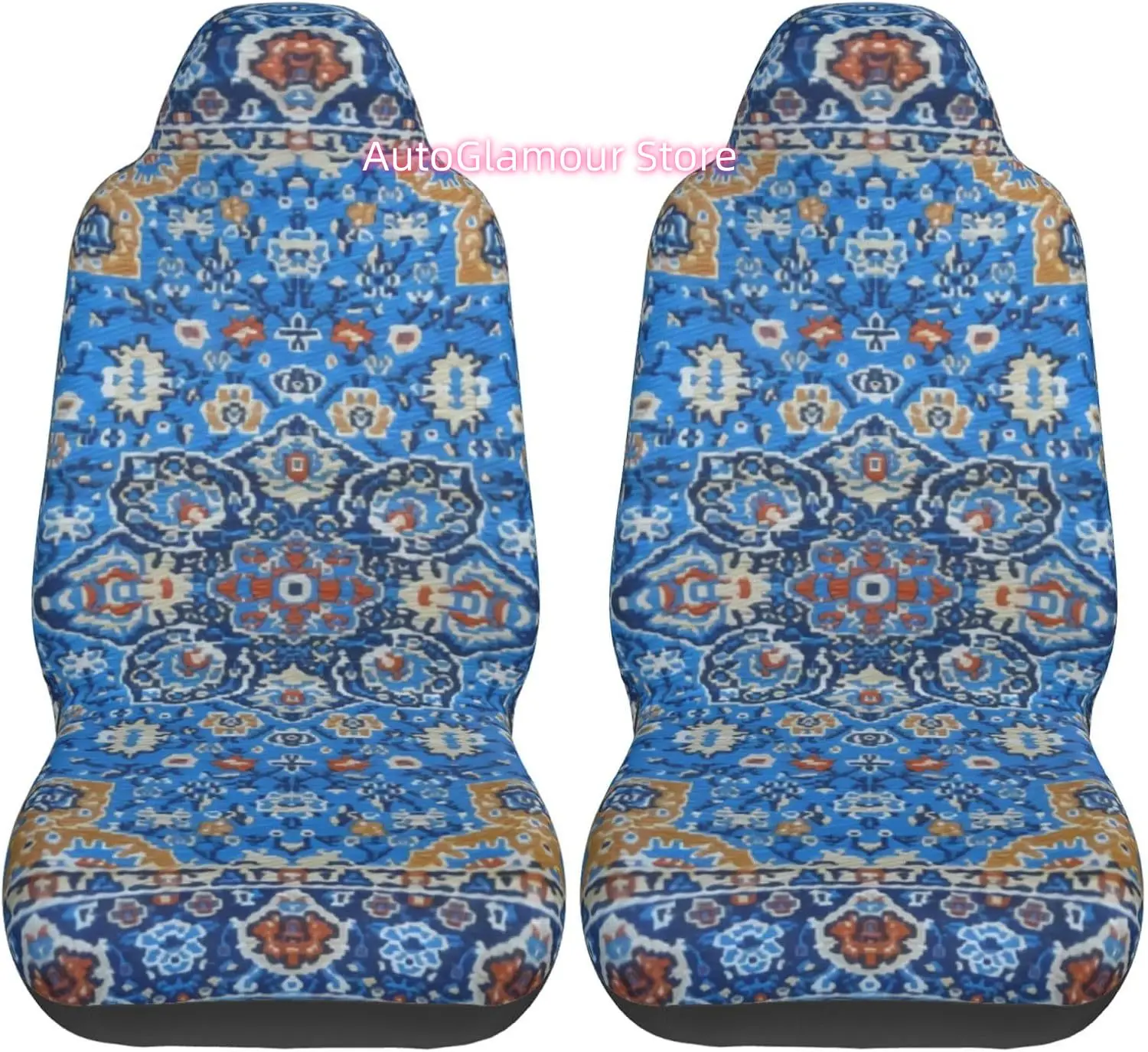 Antique Oriental Turkish Persian 2-Piece   Seat Cover Complete Set - Elastic Seat Protection Cover for Cars, Trucks
