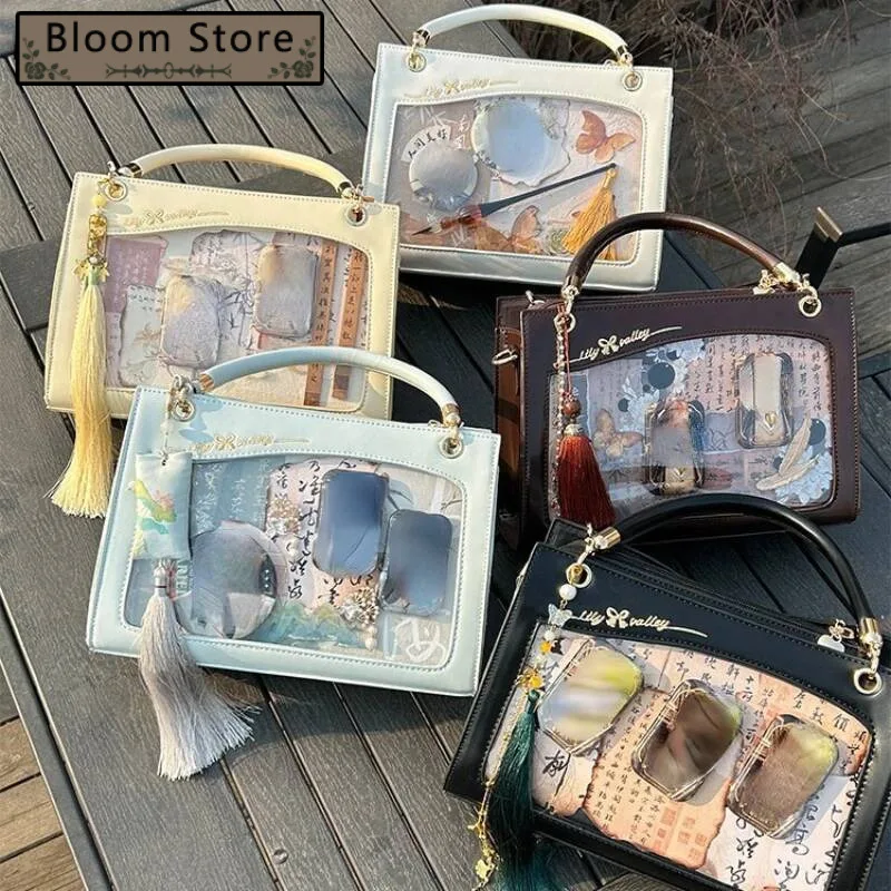 

Sweet Y2k Aesthetic Trendy Chain Bow Shoulder Bag Transparent All Match Crossbody Handbags Women Design Fashion Ita Bags