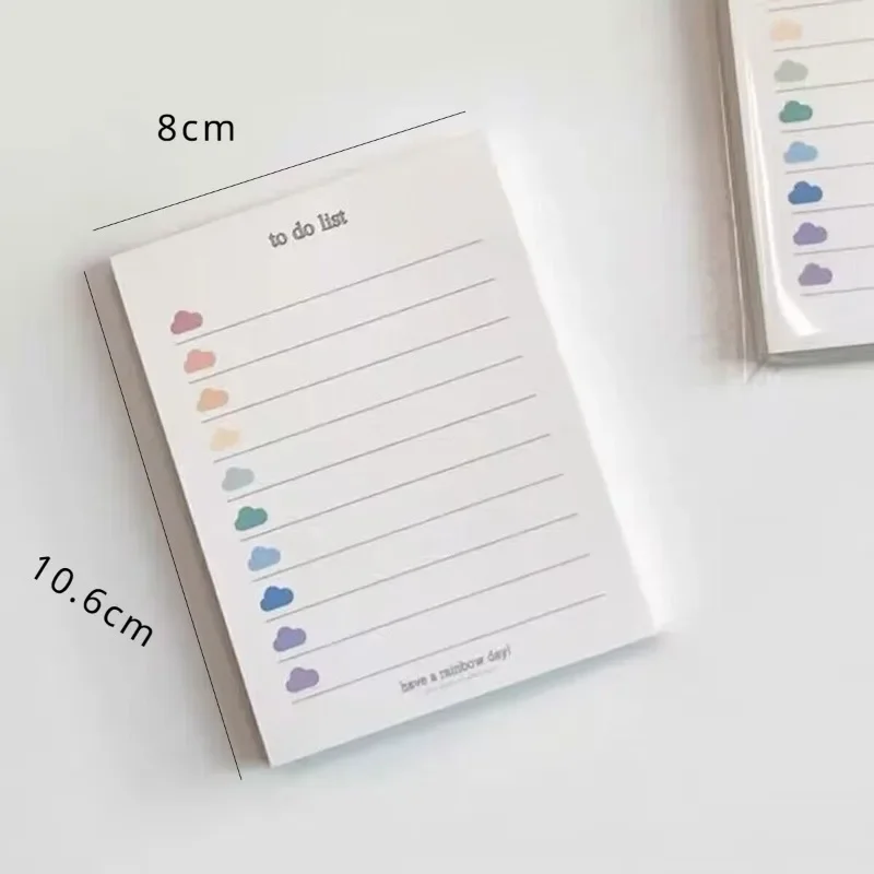 Novo 50 folhas bonito nuvens coloridas para fazer lista planejador estudante nota papel bloco de notas papelaria material escolar coreano