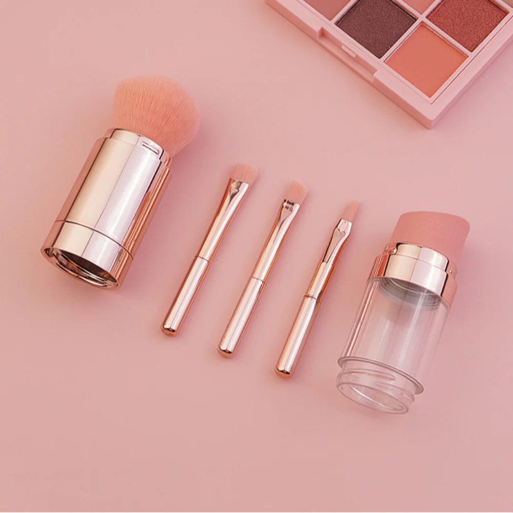 Splicing 5 in 1 แปรงแต่งหน้ากันฝุ่นมัลติฟังก์ชั่นแปรงลิปกลอสพร้อมหมวกป้องกัน Lip Liner ลิปสติก Smudge แปรงผู้หญิง