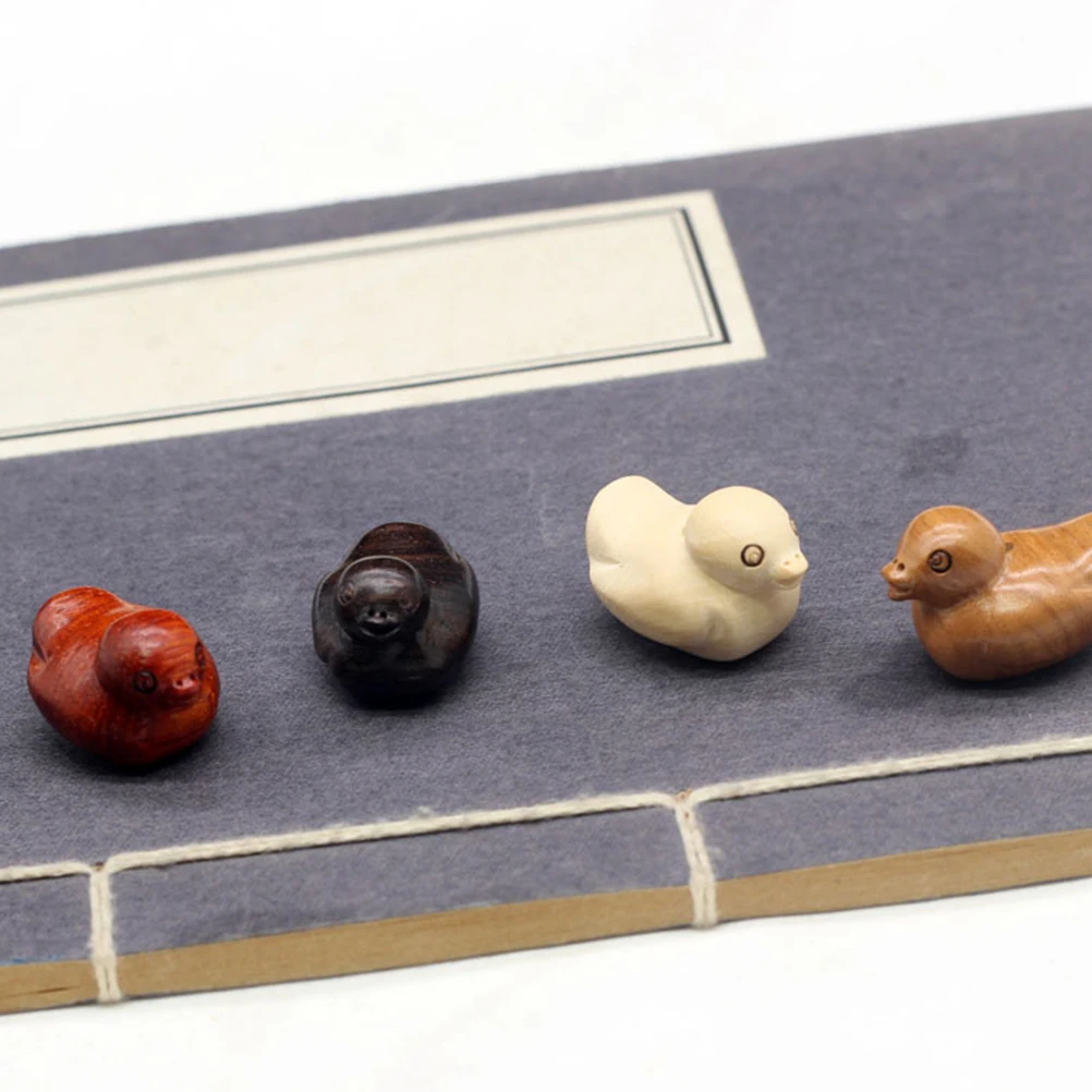 

4 Pcs Carving Ducklings Pendant Charm DIY Charms Jewelry Making Pendants Wooden Little