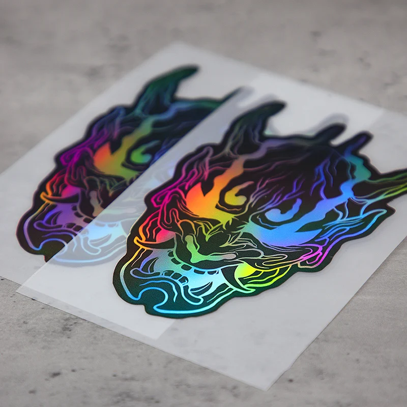 1PC Colorful Oni Mask Decor Stickers, Japanese Culture - Inspired, Perfect for Customizing Rides/Items, Unique Style