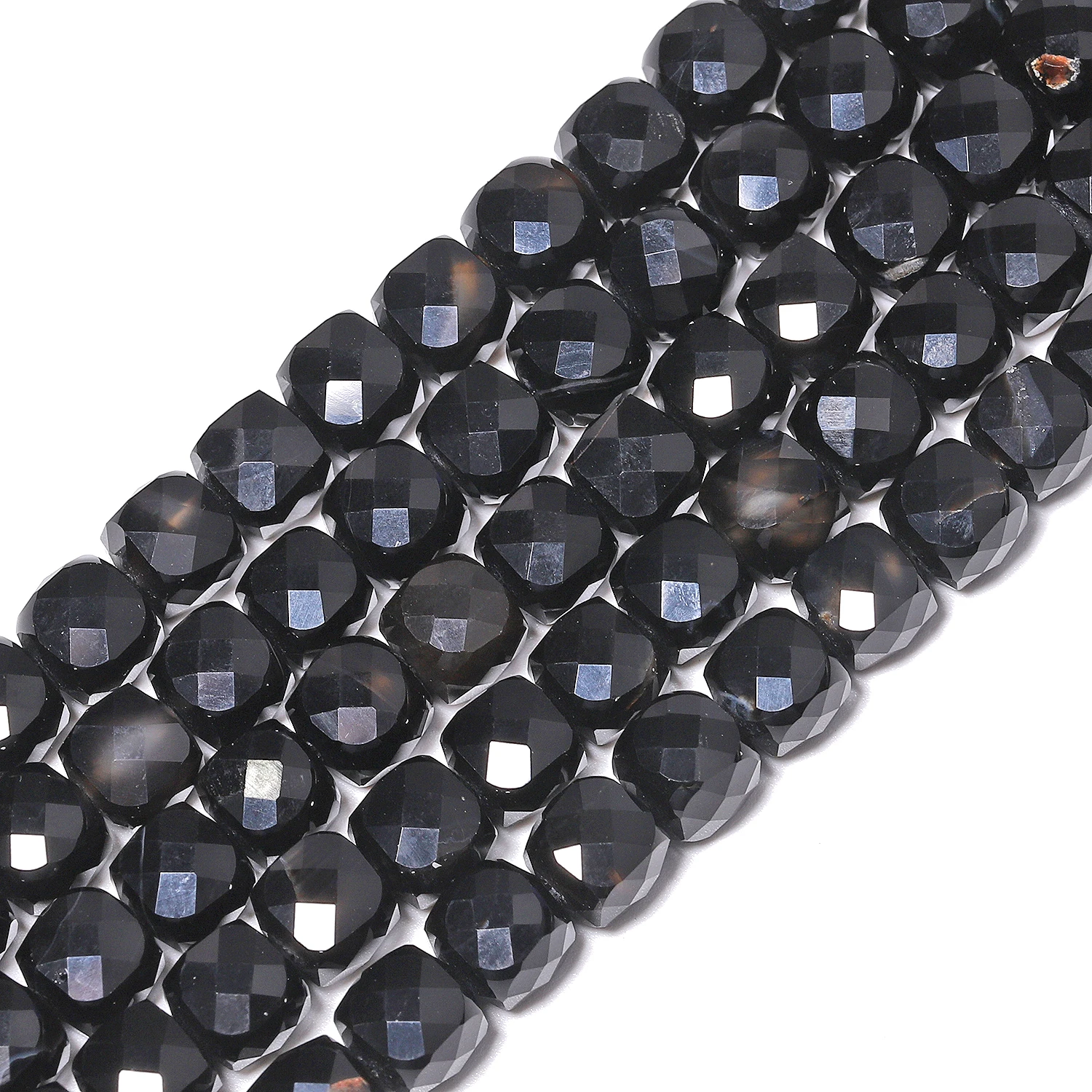 7-8mm Natural Black Stripe Agate Stone Beads Faceted Cube Shape Beads for Jewelry Making Diy Bracelet Beadings Accessories