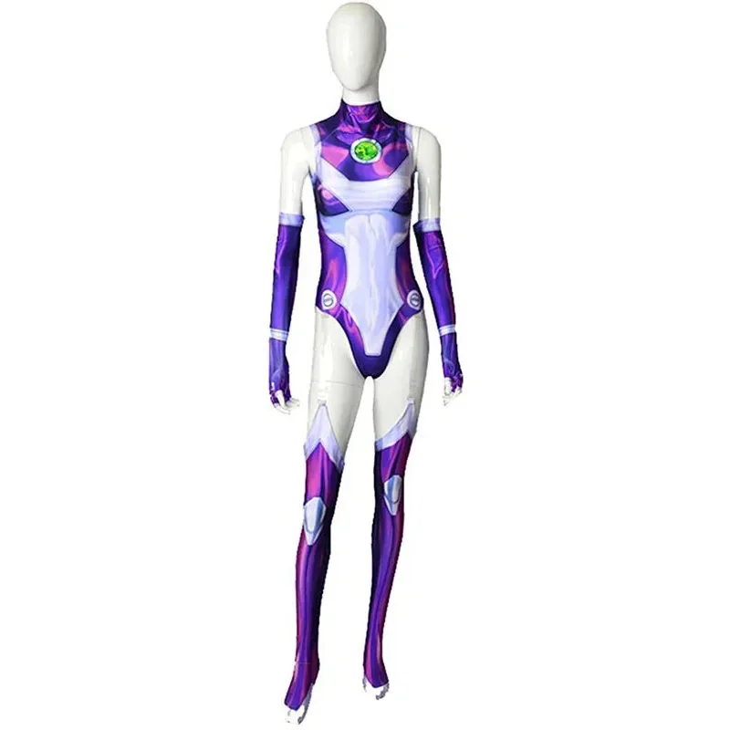Disfraz de Anime Starfire Teen Cos Titans, disfraz de Super Cos Hero, mono Zentai, trajes de fiesta sexys para Halloween para hombres y mujeres