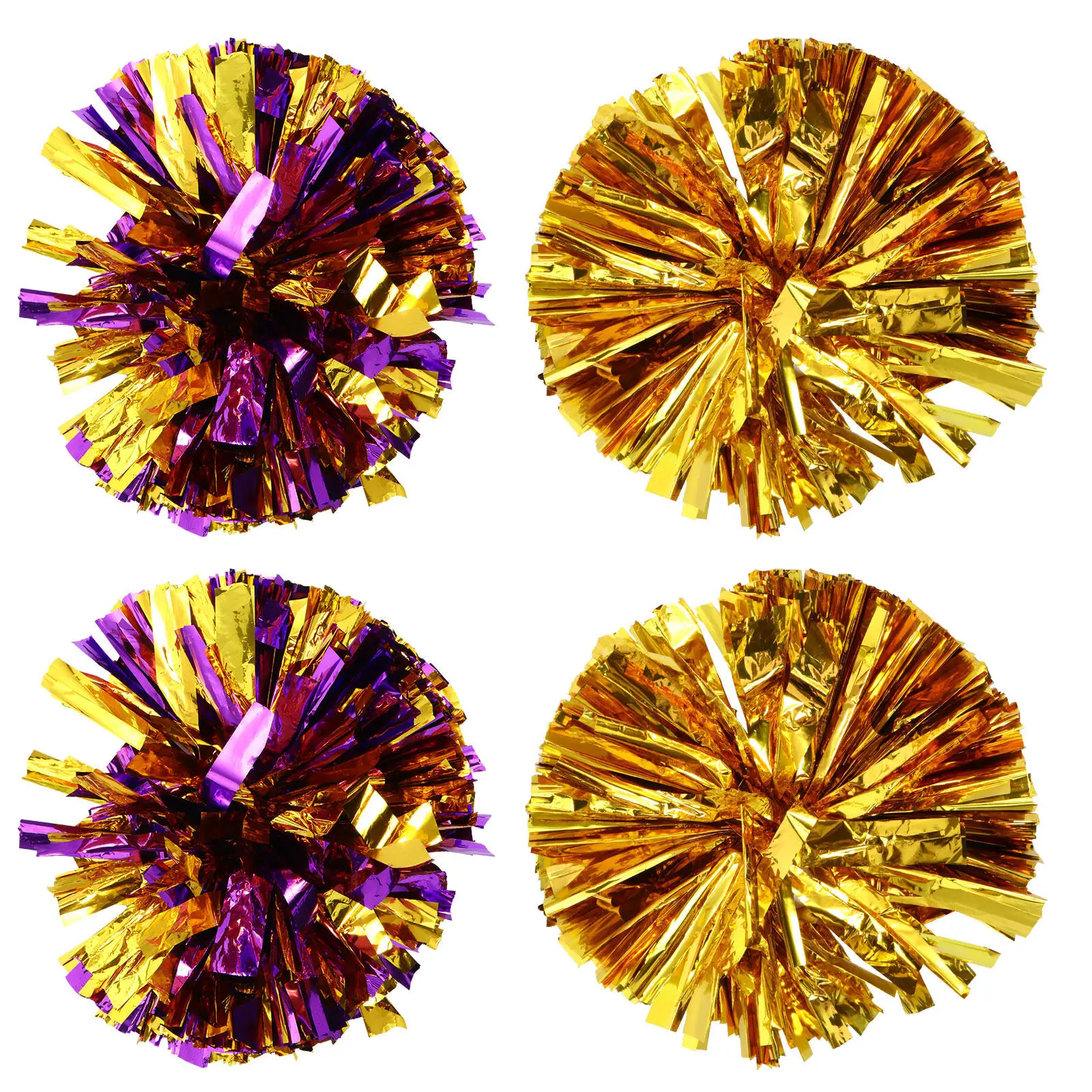 4Pcs Cheerleading Poms High Gloss Pet Handheld Cheering Props for Sports Events Dance Competitions Accessories