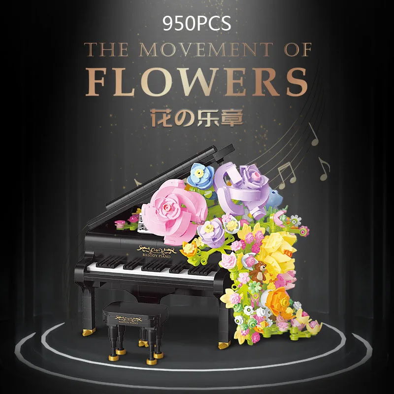 Loz Musical Instruments Mini Diamond Building Block Movement of Flowers Piano Violin Assemble Bricks Educational Toys For Gifts