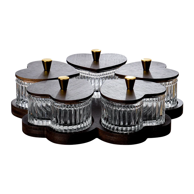 New Glass Fruit Tray Hotel Afternoon Tea Snack Tray Lead-free Glass Heart-shaped Divider Snack Tray