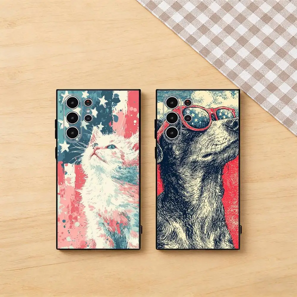

Independence Day Animals Phone Case for Samsung Galaxy S26 S25 S24 S23 S22 S21 Ultra Plus FE Cover