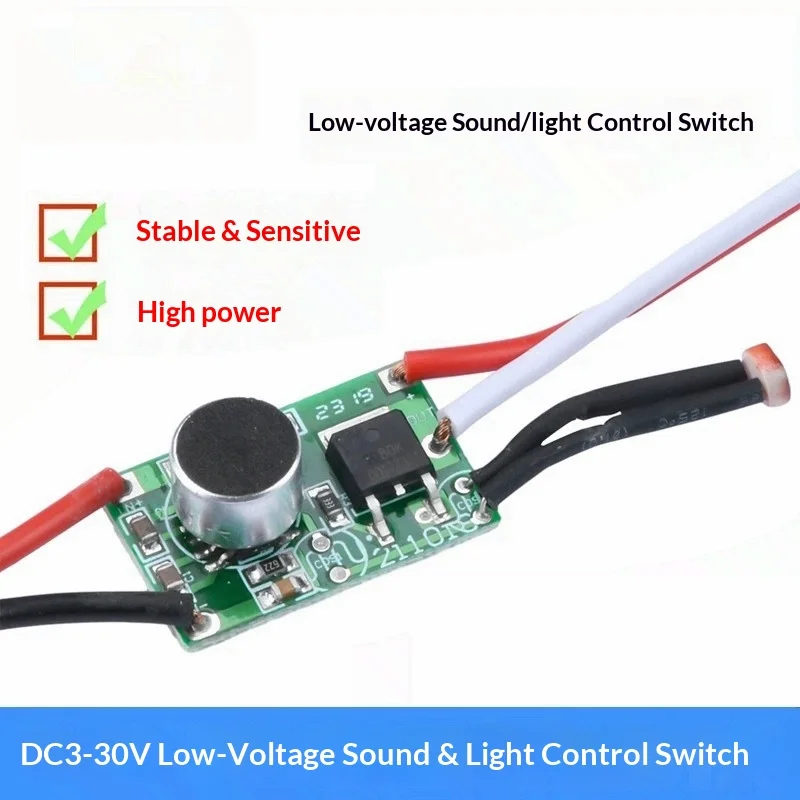 DC3-30V low-voltage acoustic and light control switch module, LED driver voice switch module, 50-60Hz high power