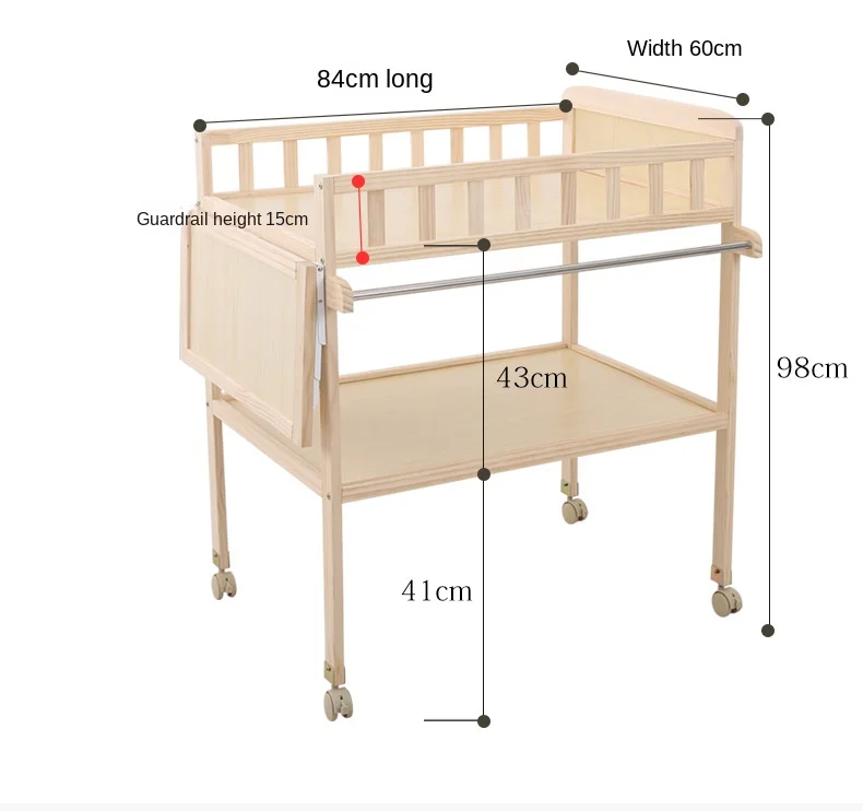 Solid wood multifunctional baby massage touch diaper table practical table mobile rack bassinet