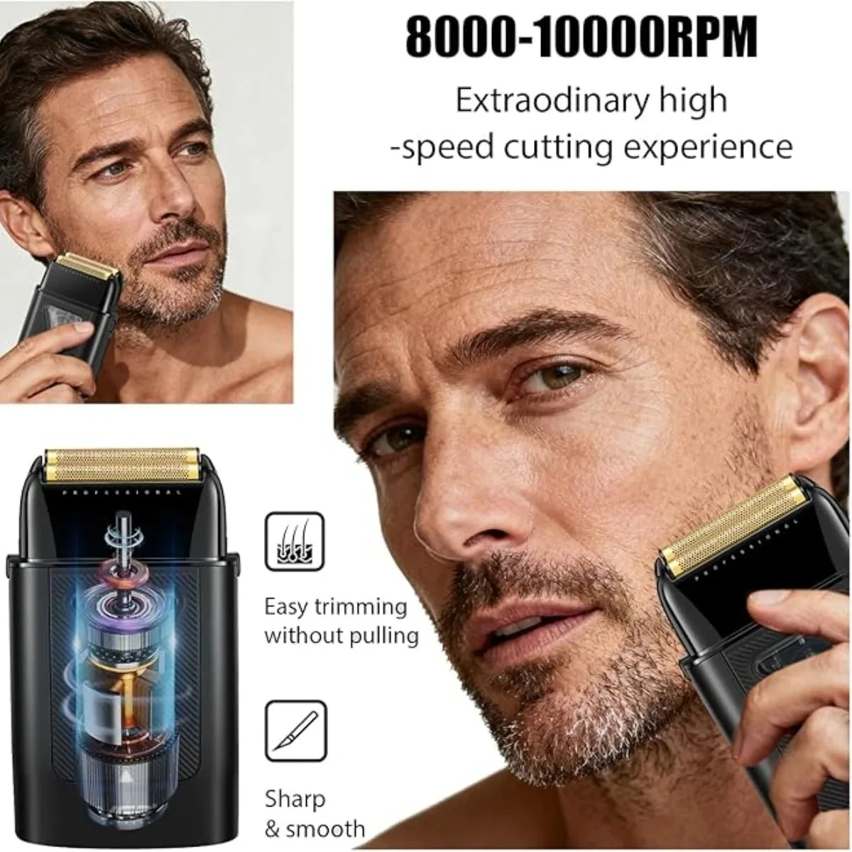 VGR Beard Trimmer Professional Shaver 9000 RPM Razor High Power Shaver Charging Base Shaver Electric Beard Trimmer Men V-334