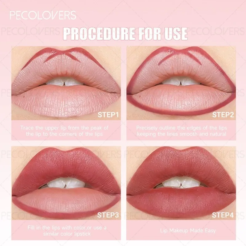Crayon à lèvres multicolore 1 pièce, représentant le contour des lèvres, lèvres complètes et charmantes, sans sécher, rouge à lèvres nu et rouge