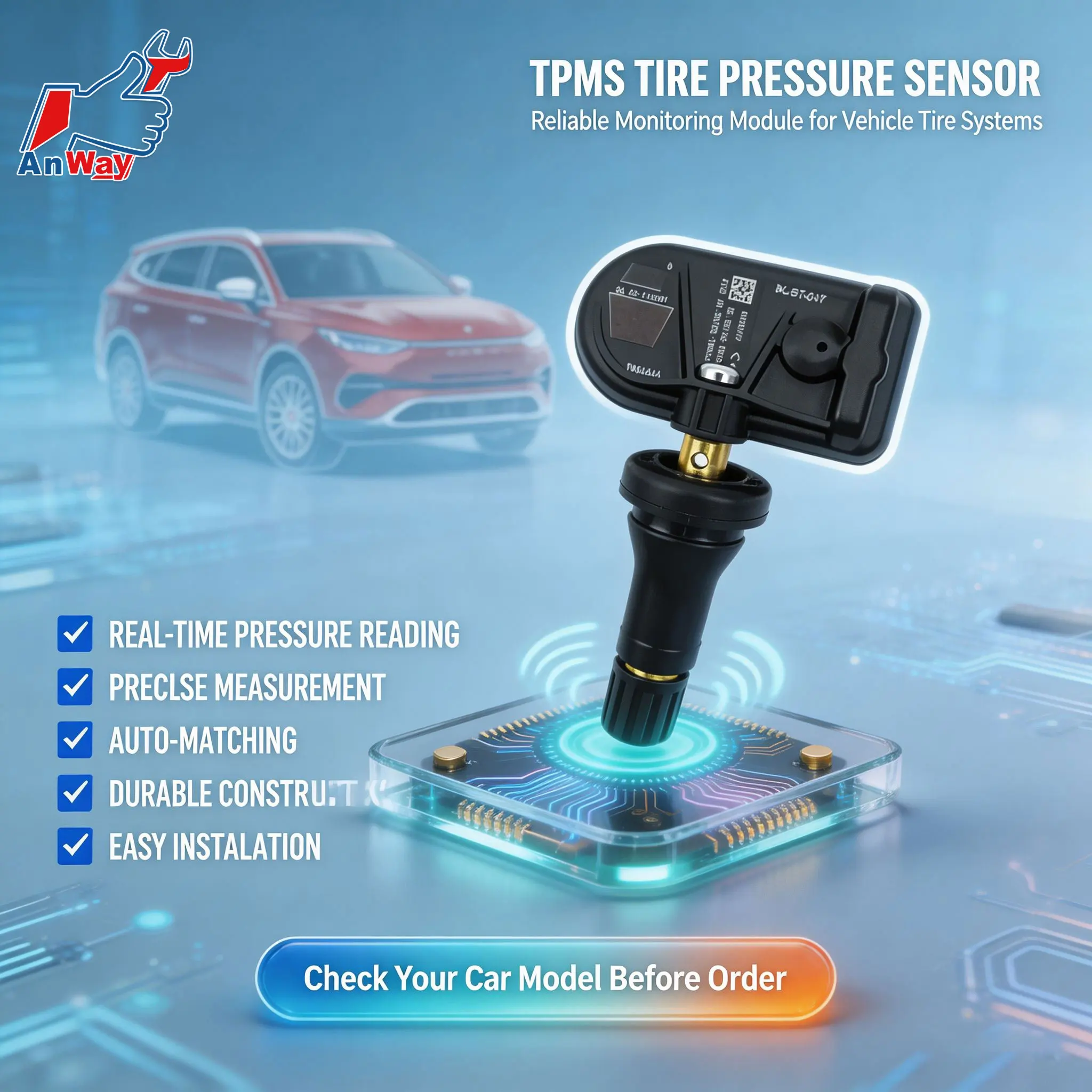 Custom Fit Car Tire Pressure Monitoring Sensor For Denza X 2019-2021 High Accuracy Tire Pressure Sensor  TPMS Sensor 433MHZ