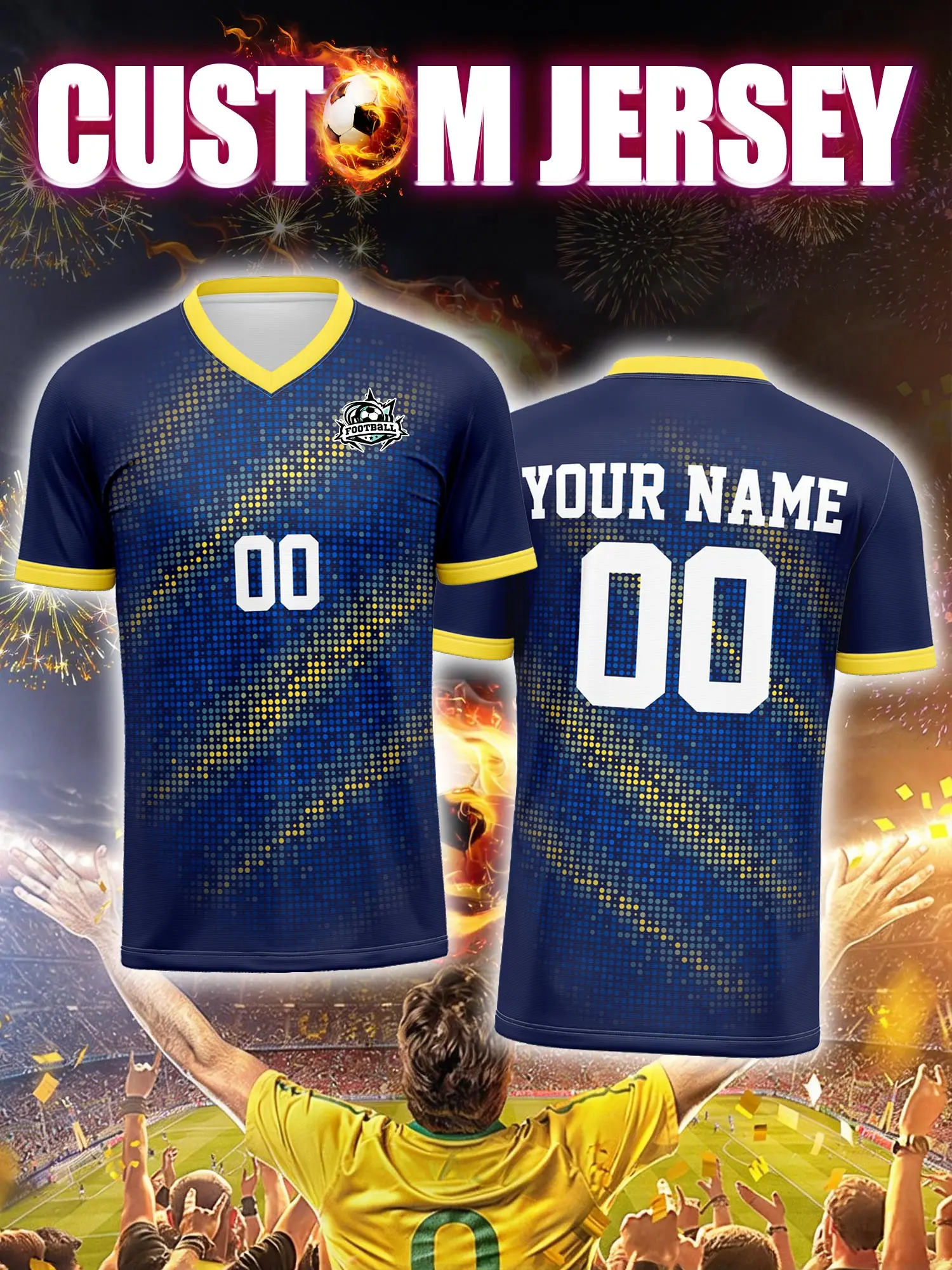 

Спортивная футболка с V-образным вырезом для взрослых и детей, с индивидуальным именем и номером, быстросохнущая, модная, с сублимационной печатью, 2026