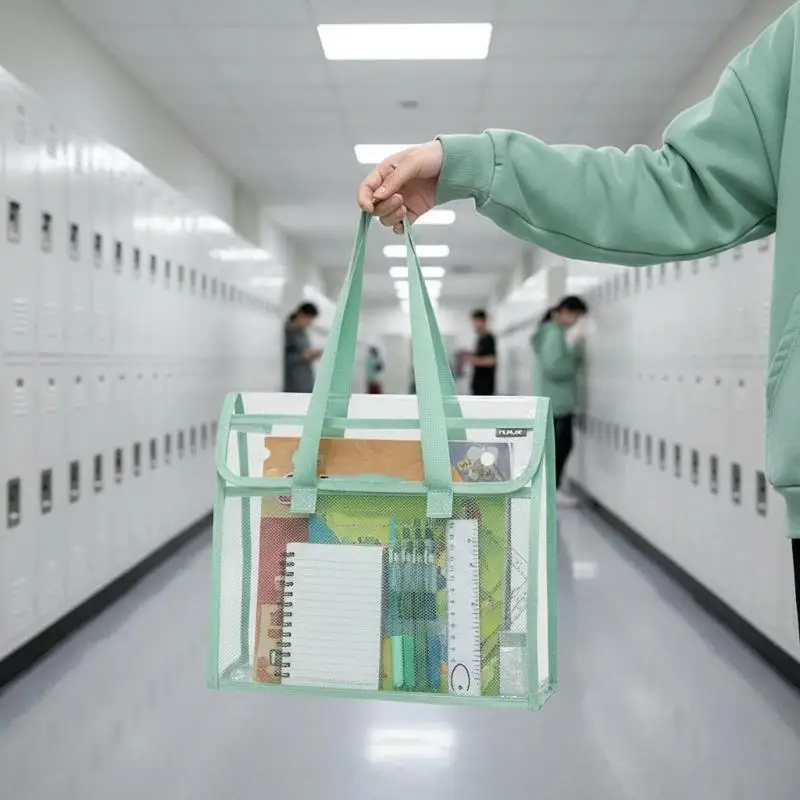 Thickened Waterproof PVC Student File Bag Transparent Large Capacity Handheld Storage Bag For Exams A4 Square Shape
