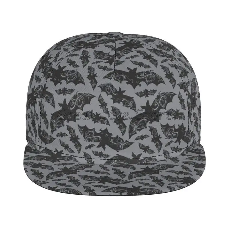 Goth Halloween Bats Print Baseball Cap Men Women Adjustable 3D Printed Snapback Caps Flat Bill Hip Hop Hat