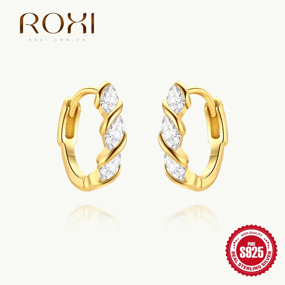 

ROXI 925 Sterling Silver Rhombic Shaped Twisted Vines Entwined Piercing Hoop Earrings For Women Sexy Pop Wind Party Gifts