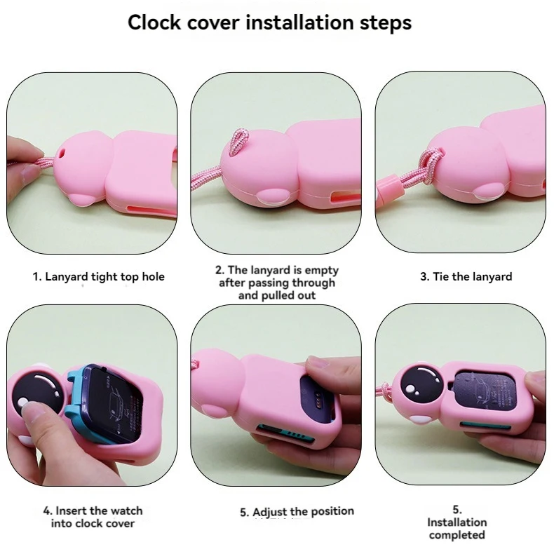 حافظة واقية للساعة مقاومة للماء مناسبة لساعات الهاتف وساعة الأطفال المصنوعة من السيليكون والرقبة معلقة وآمنة ومتينة