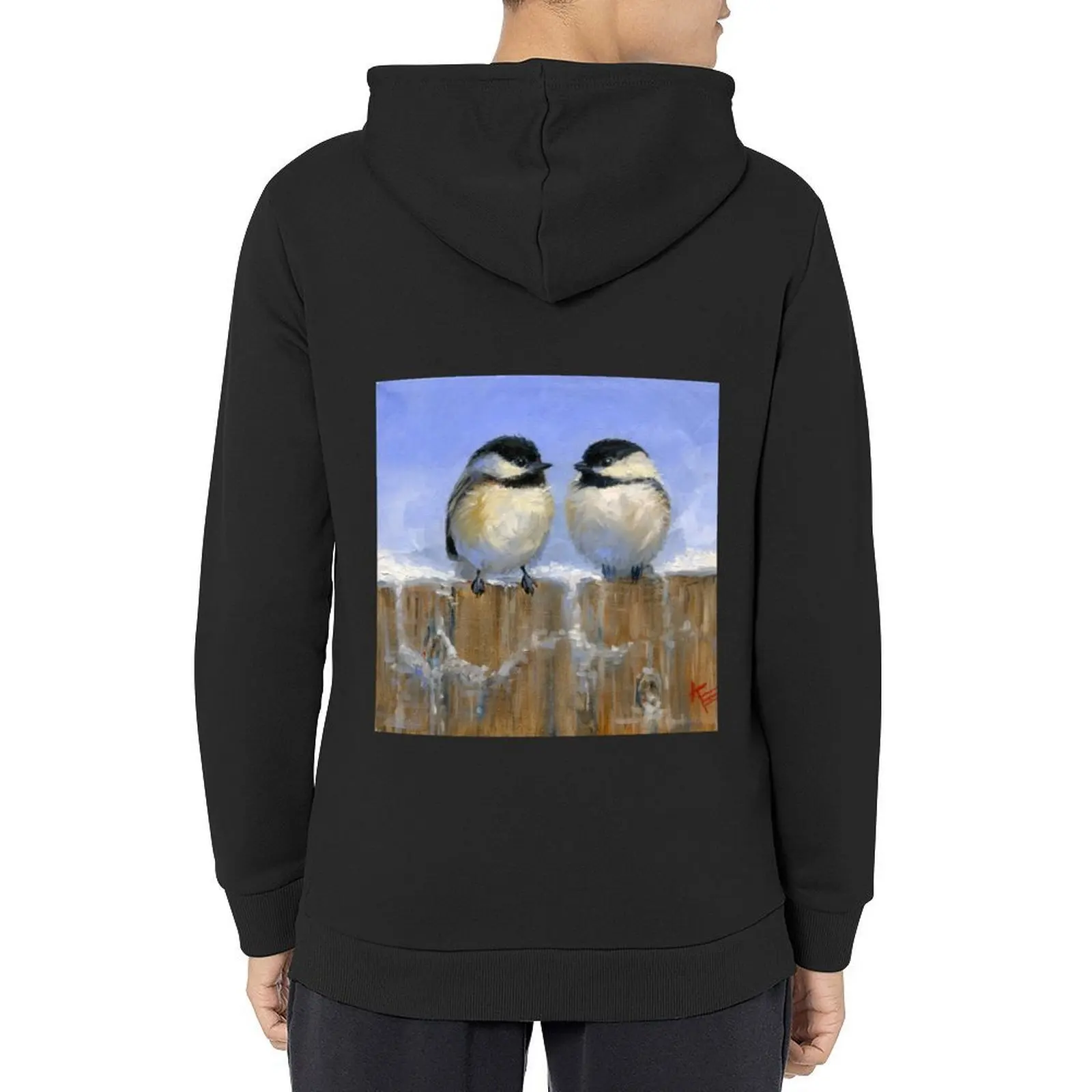 

Cute Chickadee Birds in the Snow Hoodie men clothing japanese style men's sweat-shirt set men's clothes hoodie oversize