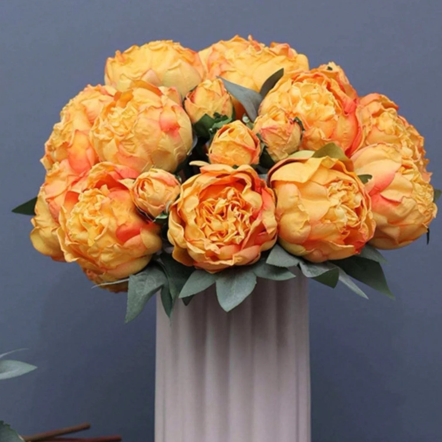 

2 Bundles Artificial Peony Bouquet 20 Heads Dried Peony Silk Big Peonies Flowers With Buds For Wedding Office Hotel Decoration