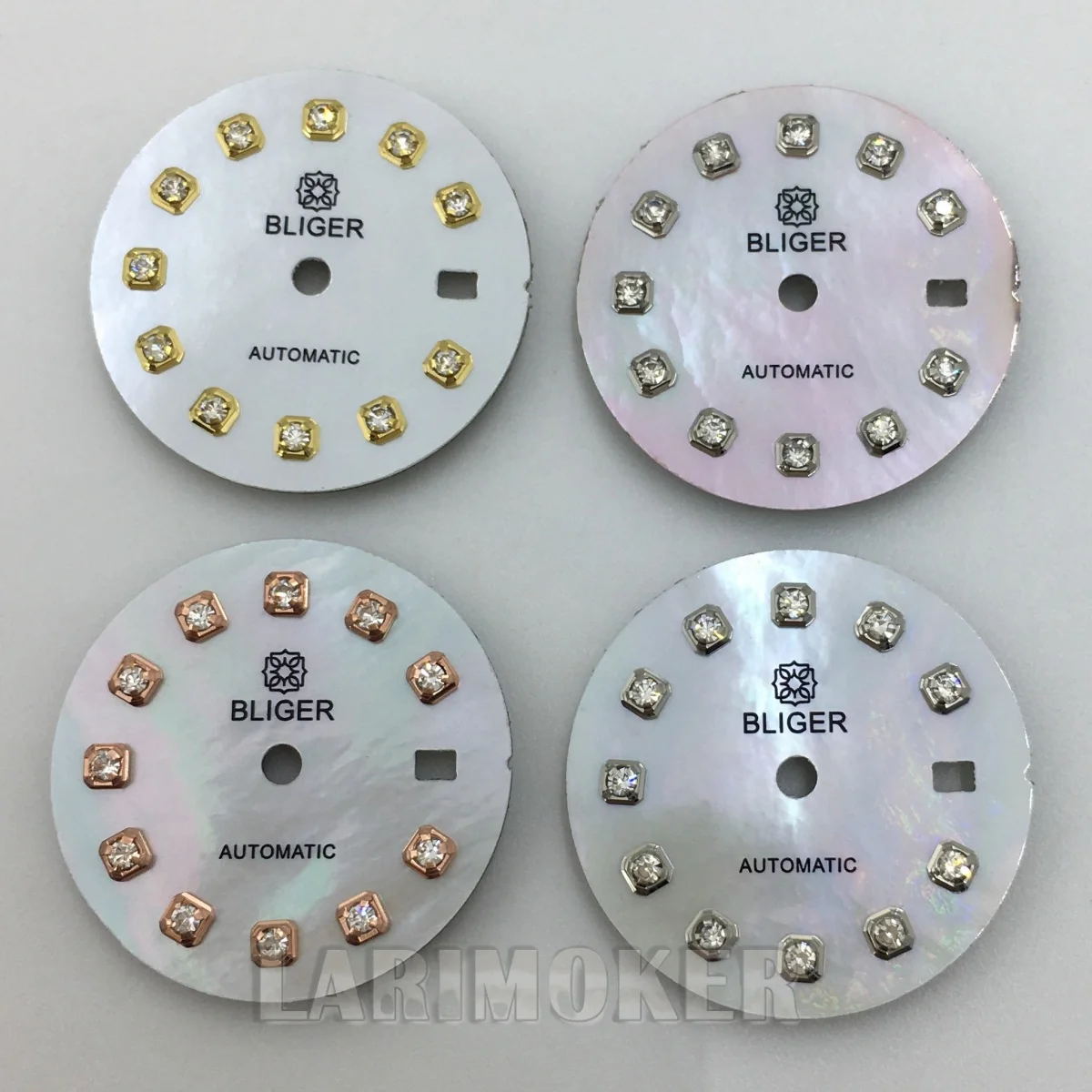 قرص 20.5 ملم بصدفة لؤلؤية قرص متعدد الألوان ذهبي وفضي وذهبي وردي وماس مؤشر مناسب لساعات المعصم النسائية لحركة NH05