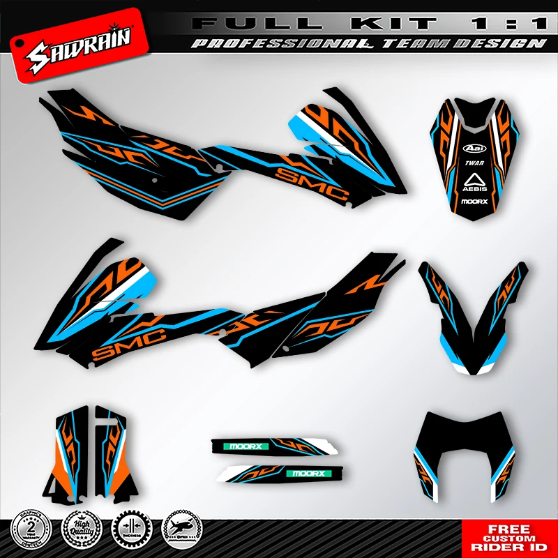 

Sawrain Motorcycle Graphics Backgrounds Decals Stickers Kit Number Name Custom For KTM LC4 SMC690 2008 2009 2010 2011 004