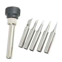 6pcs 900M-T Soldering Solder Iron Tips With Handle Set  For Hakko 933.376.907.913.951,898D,852D+ 852D  Soldering Rework Station