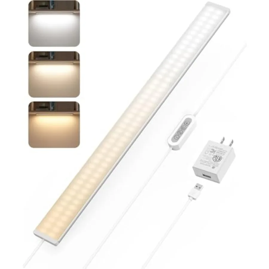 

Dimmable Desk Light Strip Bar 3 Temps Under Cabet Lightg with Memory Function Plug in USB Led Undercounter Light for Kitchen/Sh