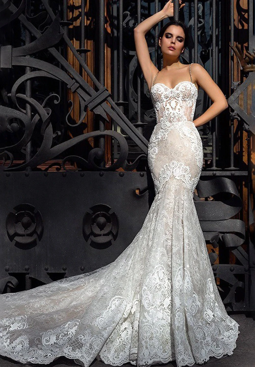 Vestidos de Novia 2024สายรัดปาเก็ตตี้แบบผ้าปะติดลูกไม้สำหรับเจ้าสาว