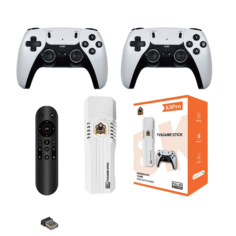 Mini X8 Pro Retro 4K HD TV Video Classic Game Stick Dual System Wireless 2.4G 40000+ Console for GB GBC MD SFC CPS