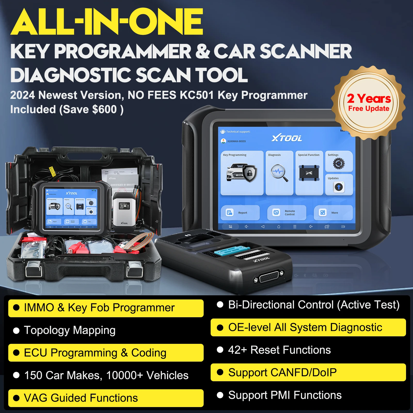 XTOOL X100 MAX Professional Key Programming Tool All System Diagnostic Tools Ecu Programming For Benz Topology 42+ Reset Service