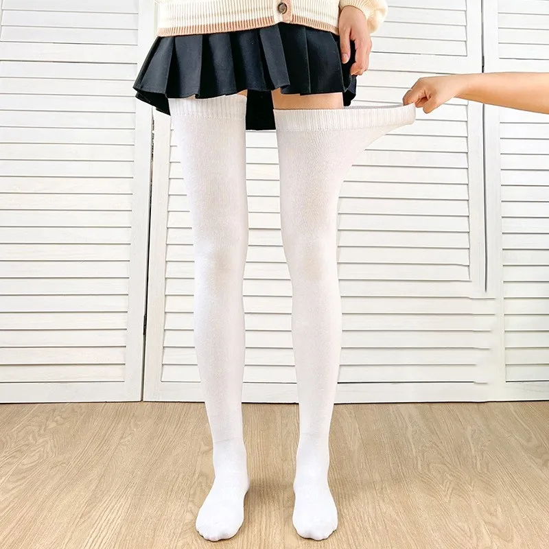 1 paar Frauen Reine Baumwolle Über Knie Hohe Socken 80 cm Verlängert Plus Größe Hohe Über Knie Strümpfe Herbst und winter Warme Knie Soc – Detail 8
