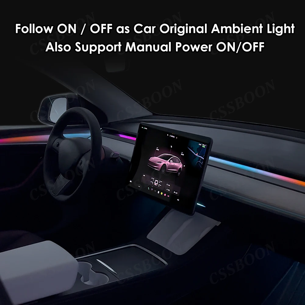 LED Ambient Light for Tesla Model 3 Y Car Retrofit Atmosphere Lamps Mobile APP Control Ambient Kits