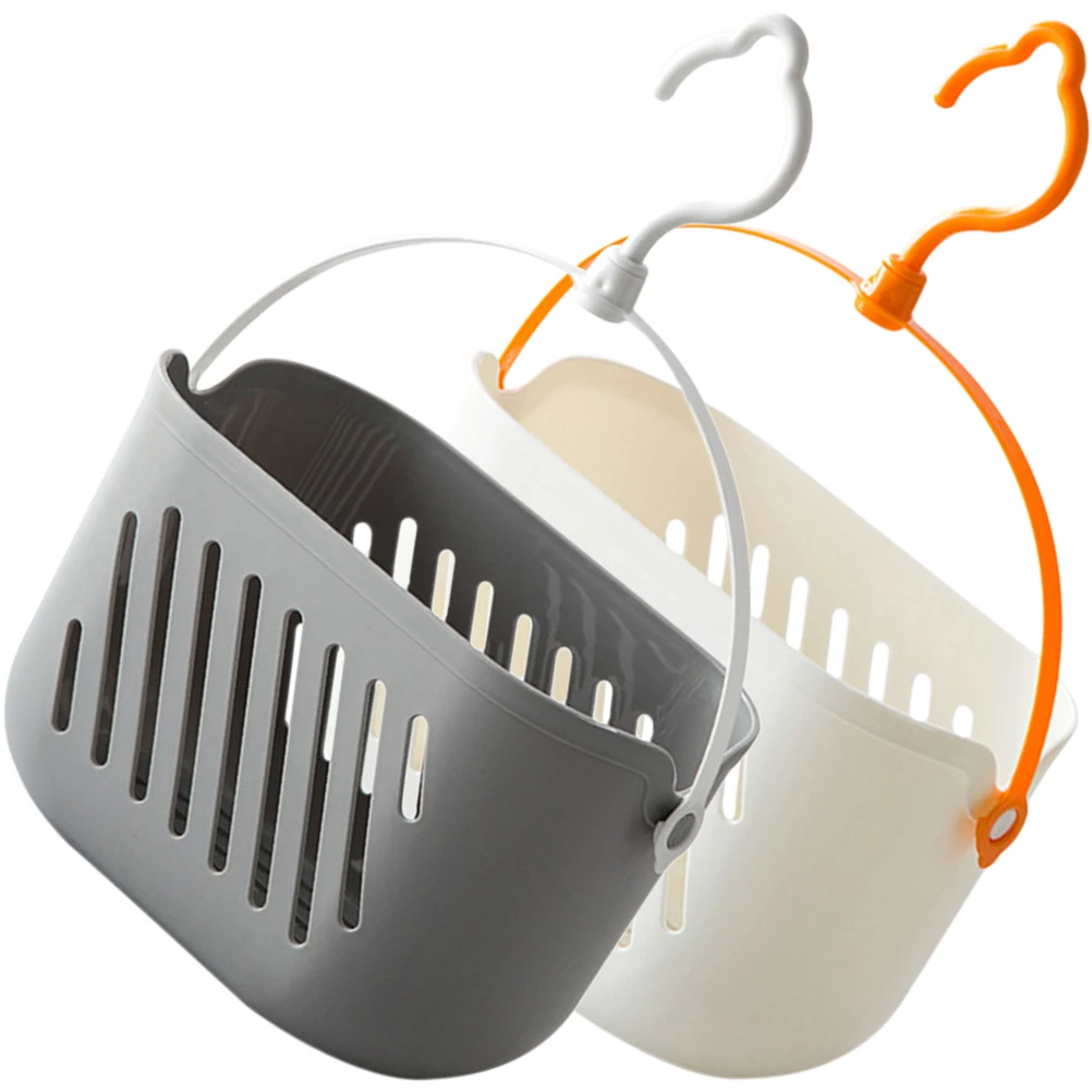 

2pcs Kitchen Hanging Baskets Storage Wall Fruit Vegetable White Gray Electric Wire Mounted Baskets Space Saving Large Capacity
