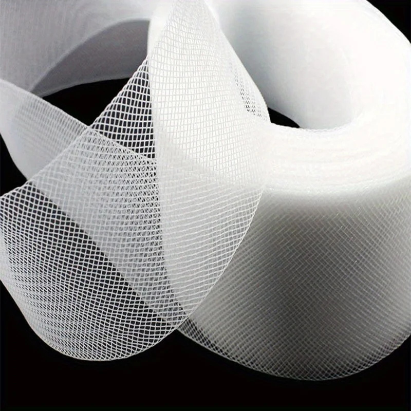Stiff Polyester Horsehair Braid, 25 / 50 Yards, Sew‑in Boning Trim for Wedding Bridal Gown, Dance Costume, Formal Dresses, Crino