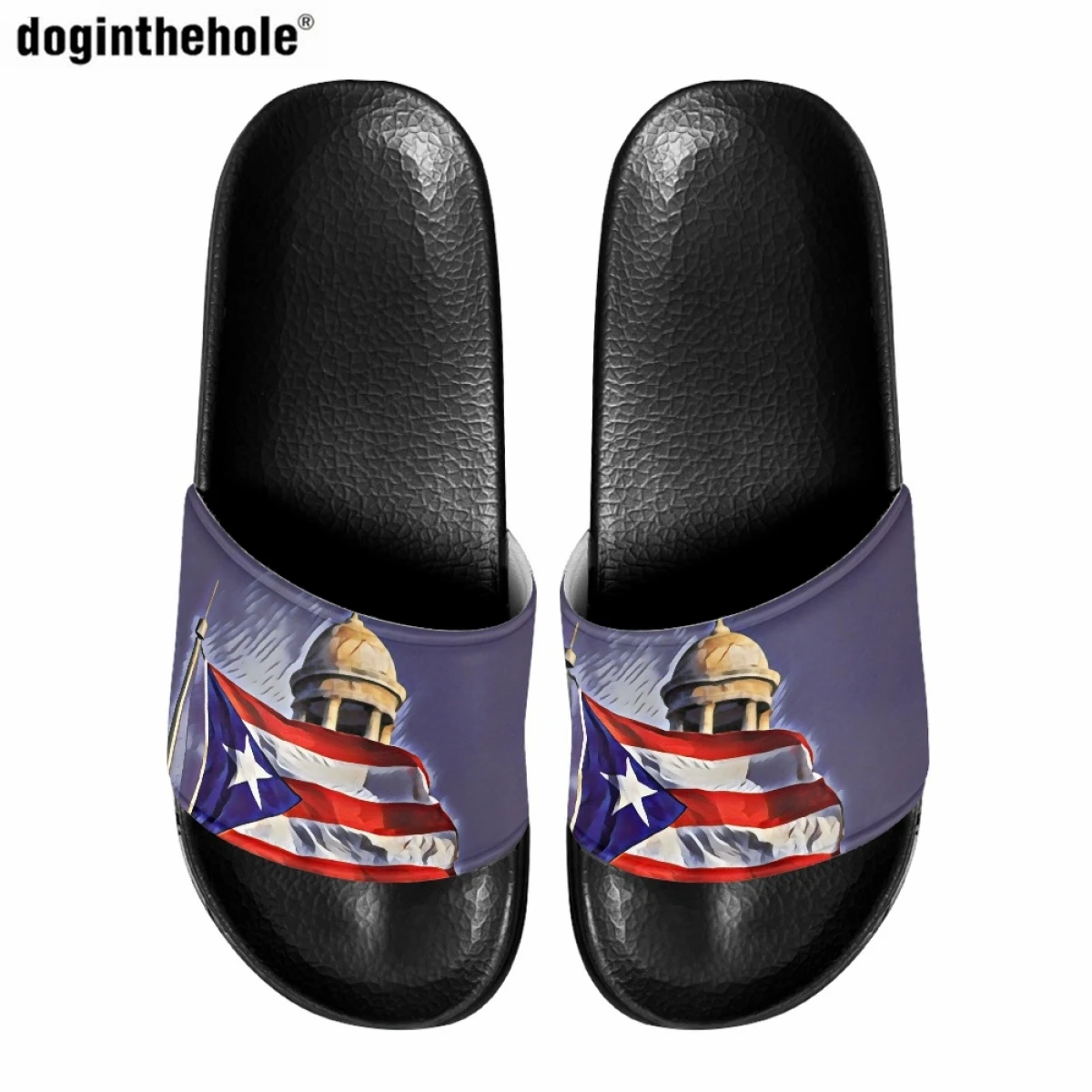 Doginthehole Summer New Slippers Fashion Art Design Puerto Rico Flag Printing Home Non-slip Slippers for Women Men Beach Sandals